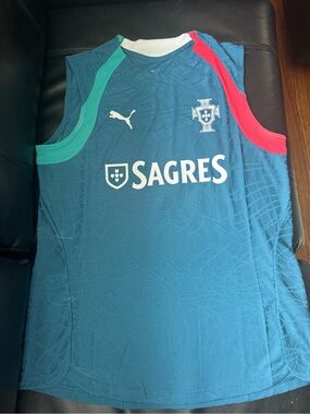 Puma Teal Blue Portugal Training Singlet with Green and Red Trim